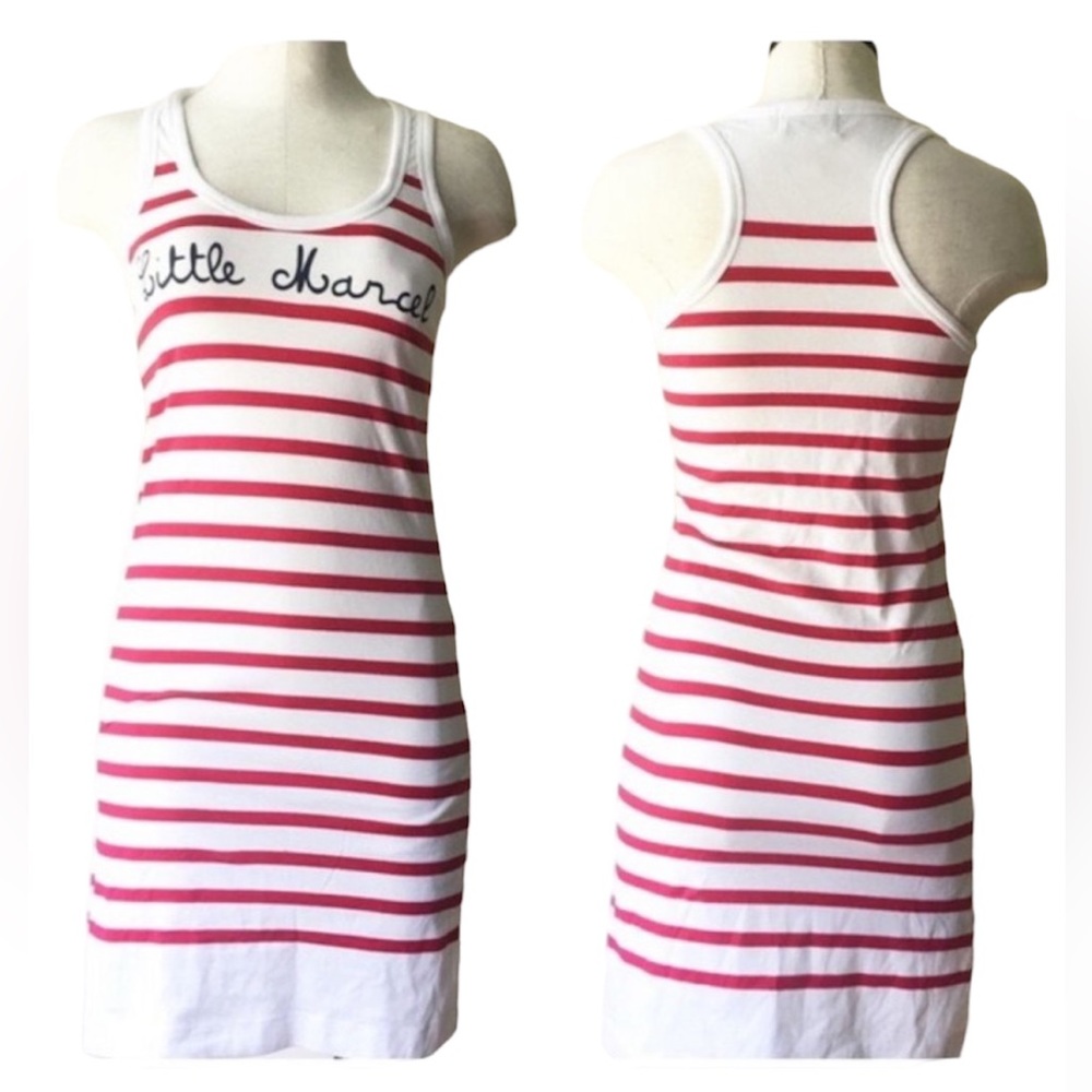 Little Marcel Striped Dress White and Red Size Small Brand New Without Tags